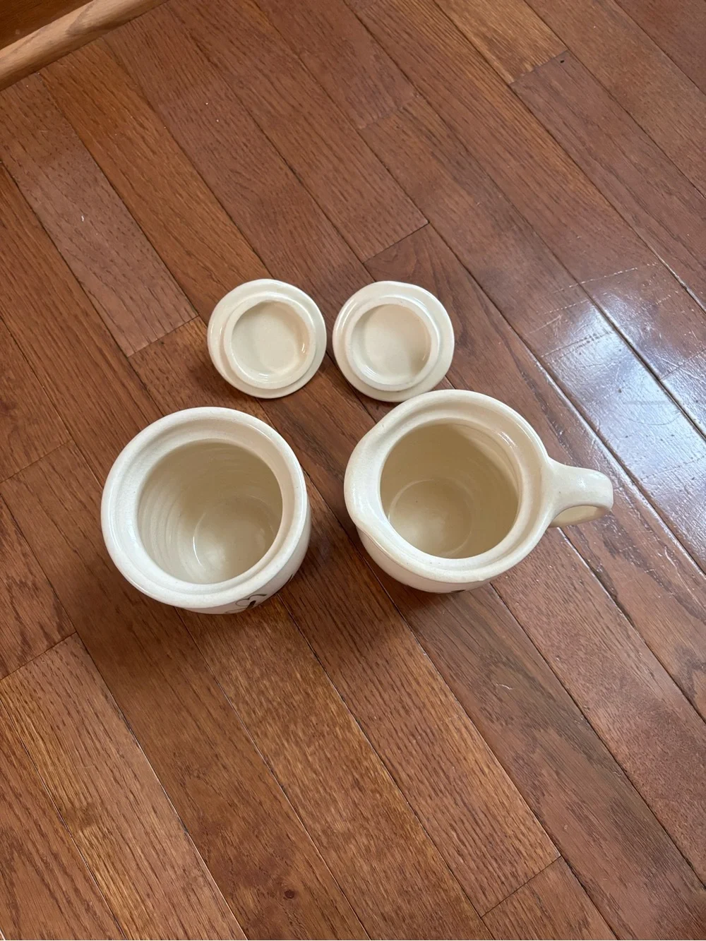 Vintage 1990’s Ceramic Cream and Sugar Jars Handpainted with Apple Decals